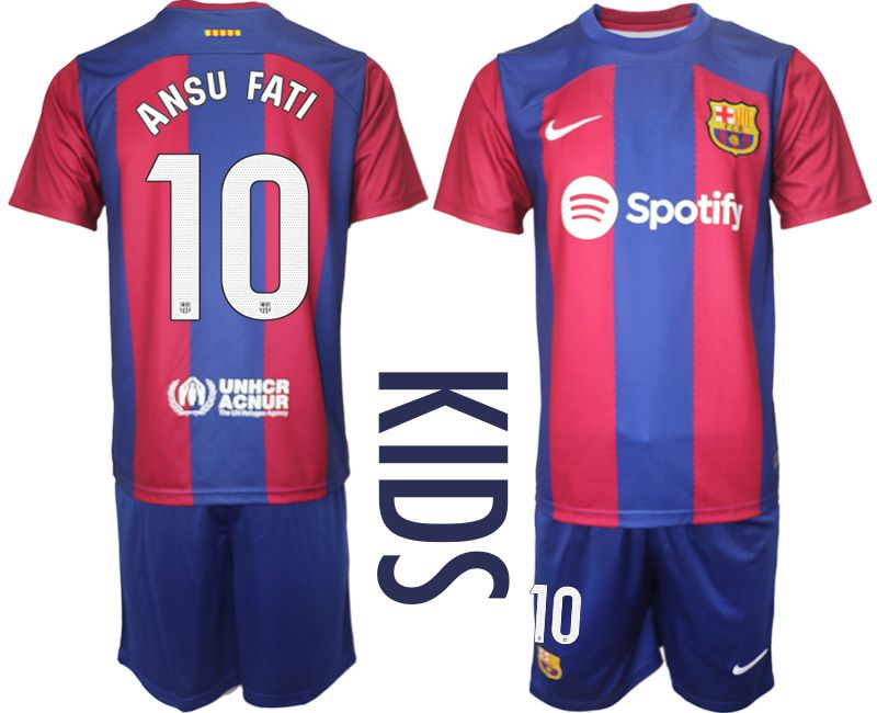 Youth 2023-2024 Club Barcelona home red 10 Soccer Jerseys